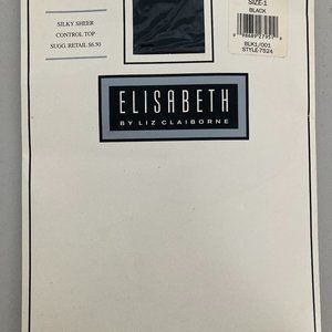 Elizabeth by Liz Claiborne Silky Sheer Hosiery, Black, Size 1 NWT